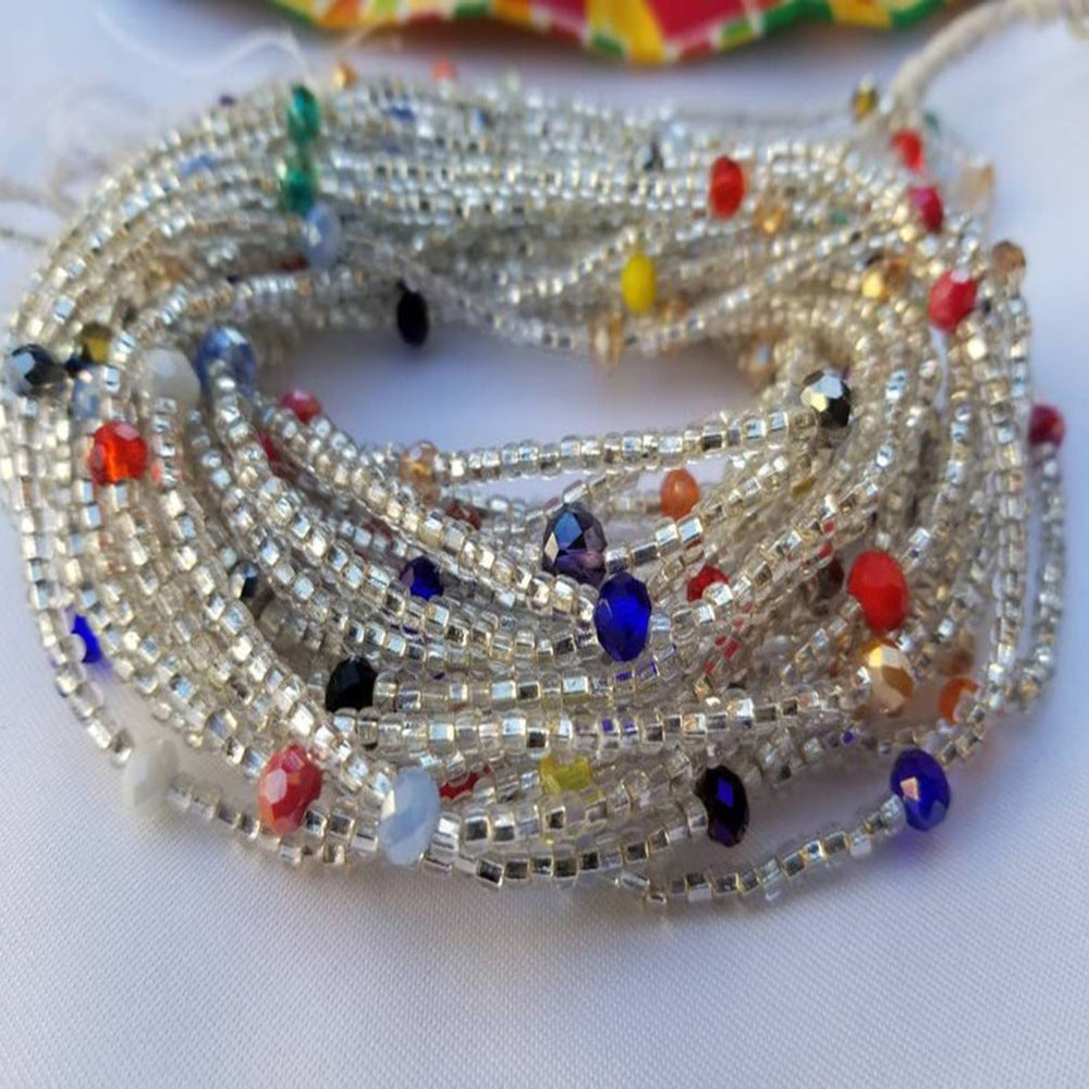 Ornament Pcs Set African Waist Bead Colorful Glass Crystal Belts