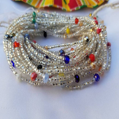 Ornament Pcs Set African Waist Bead Colorful Glass Crystal Belts