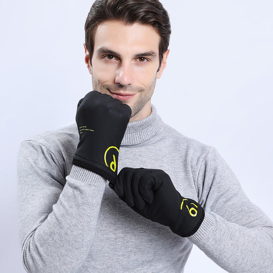 Men's Screen Fleece-lined Thickened Screw Mouth Waterproof Gloves