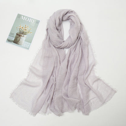 Women's Color Crumpled Cotton Linen Winter Soft Scarfs