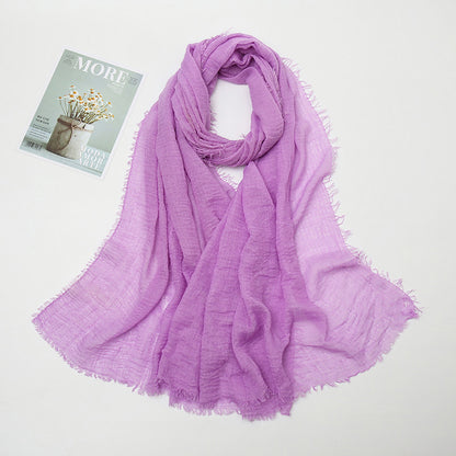 Women's Color Crumpled Cotton Linen Winter Soft Scarfs