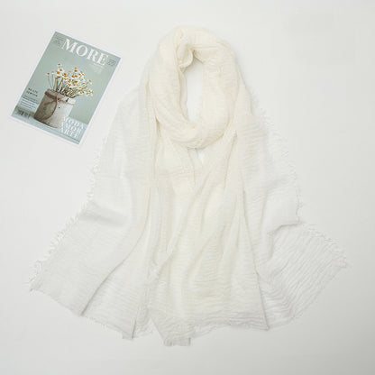 Women's Color Crumpled Cotton Linen Winter Soft Scarfs