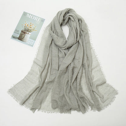 Women's Color Crumpled Cotton Linen Winter Soft Scarfs