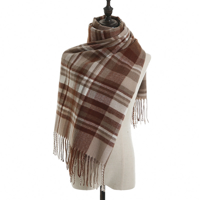 Women's College Style Simple Knitted Warm Shawl Scarfs