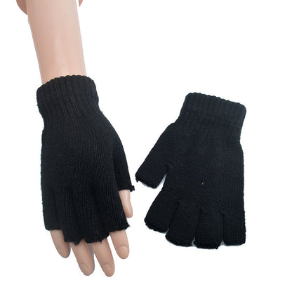 Women's & Men's Half Finger Knitted Pure Color Warm Gloves