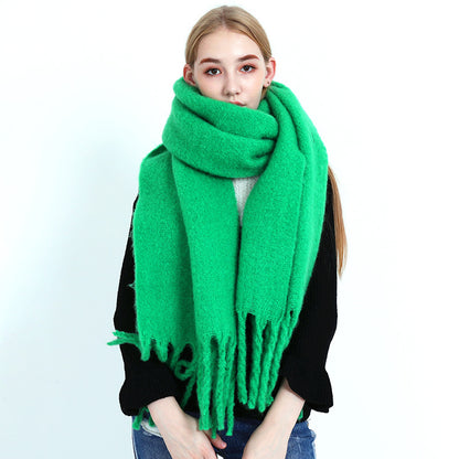 Women's Thick Warm Mohair Shawl Cashmere Silk Scarfs