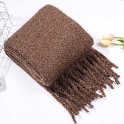 Women's Thick Warm Mohair Shawl Cashmere Silk Scarfs