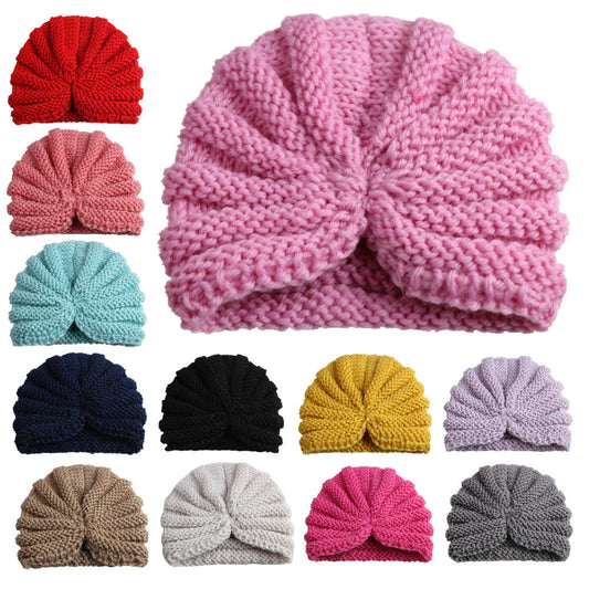 Children's Color Woolen Hat Soft Comfortable Sleeve Kids' Headwear