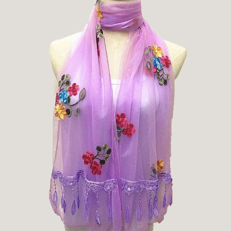 Women's Korean Embroidered Flower Stitching National Style Scarfs