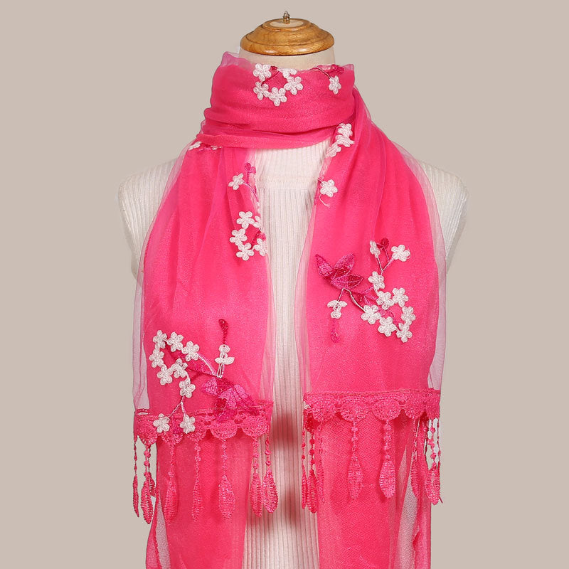 Women's Korean Embroidered Flower Stitching National Style Scarfs