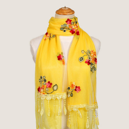 Women's Korean Embroidered Flower Stitching National Style Scarfs