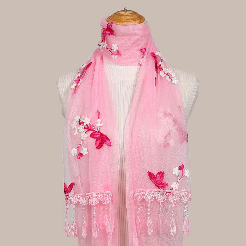 Women's Korean Embroidered Flower Stitching National Style Scarfs