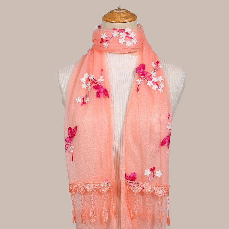 Women's Korean Embroidered Flower Stitching National Style Scarfs