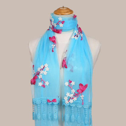 Women's Korean Embroidered Flower Stitching National Style Scarfs