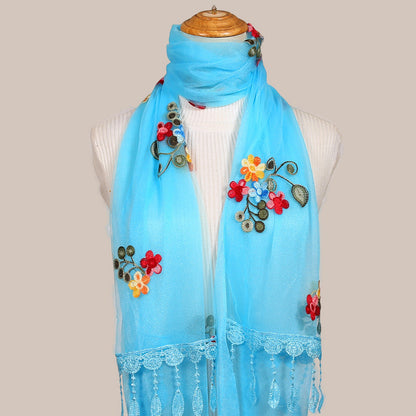 Women's Korean Embroidered Flower Stitching National Style Scarfs