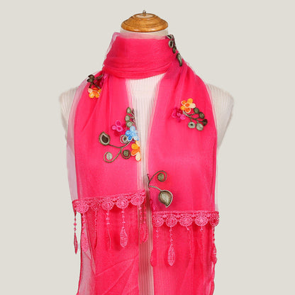 Women's Korean Embroidered Flower Stitching National Style Scarfs