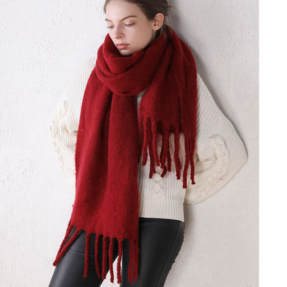 Women's Thick Warm Mohair Shawl Cashmere Silk Scarfs