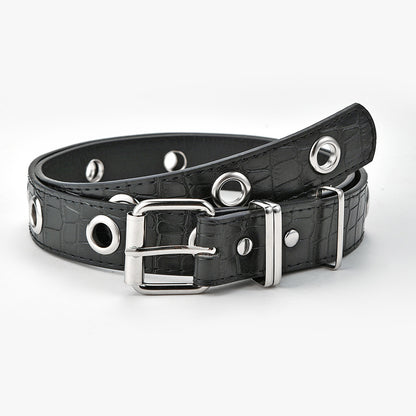 Women's Style Casual Punk Full Hole Black Chain Belts