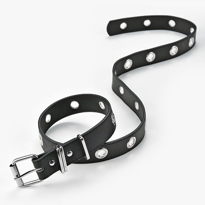 Women's Style Casual Punk Full Hole Black Chain Belts