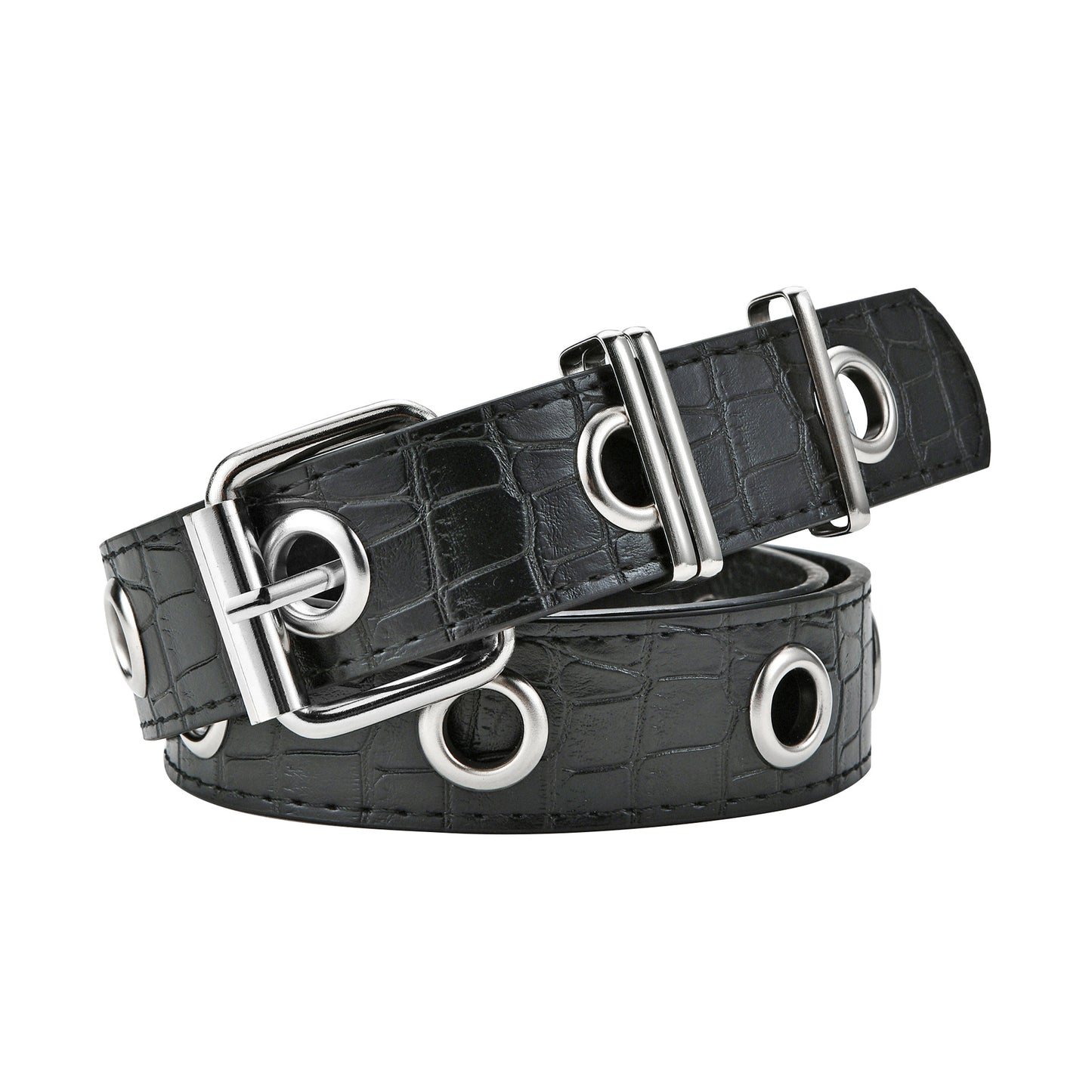 Women's Style Casual Punk Full Hole Black Chain Belts