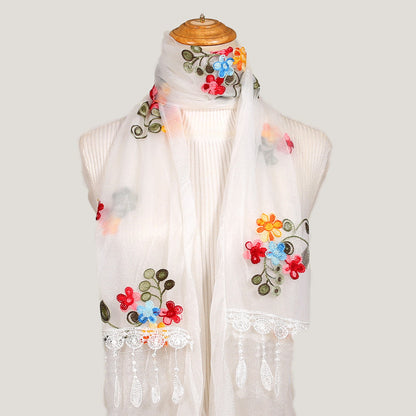 Women's Korean Embroidered Flower Stitching National Style Scarfs