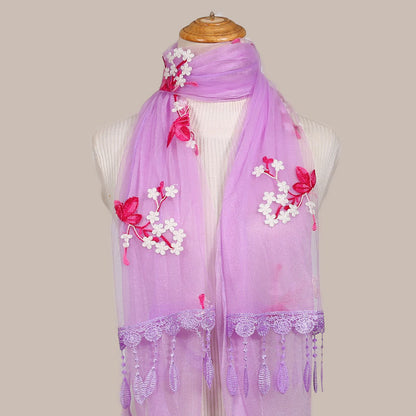 Women's Korean Embroidered Flower Stitching National Style Scarfs