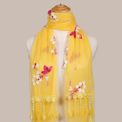 Women's Korean Embroidered Flower Stitching National Style Scarfs