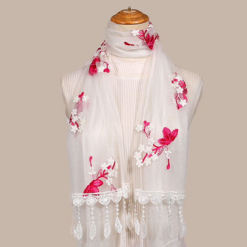 Women's Korean Embroidered Flower Stitching National Style Scarfs