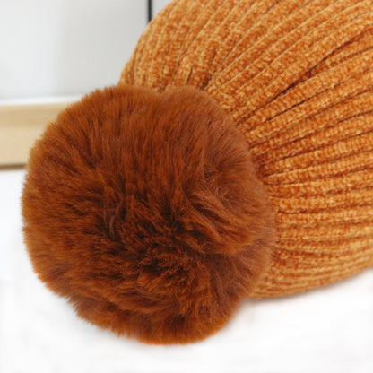 Children's Letter Fur Ball Knitted Boys Curling Kids' Headwear