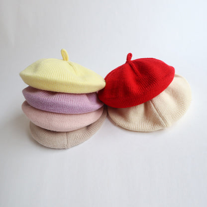 Children's Hat Fashion Sweet Beret Solid Color Trendy Western Kids' Headwear