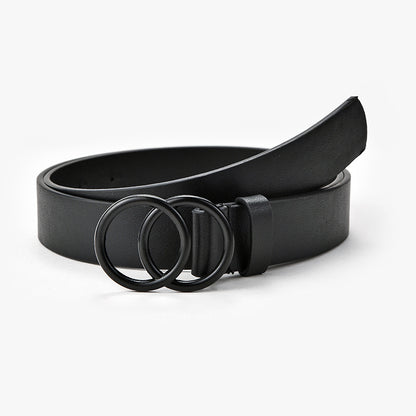 Women's Circle Black Buttons Solid Color Fashion Belts