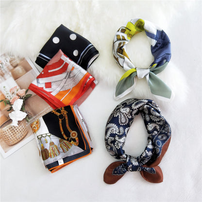 Women's Small Square Towel Versatile Decorative Artistic Scarfs