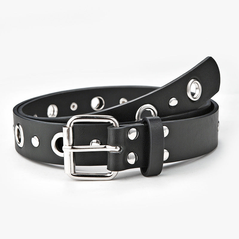 Women's Buckle Casual Decorative Hollow Air Hole Rivet Belts