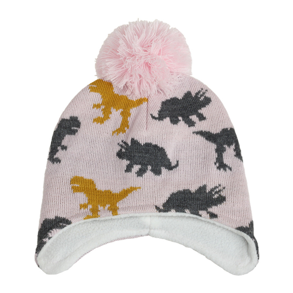 Children's Knitted Hat Dinosaur Jacquard Boys Earmuffs Kids' Headwear