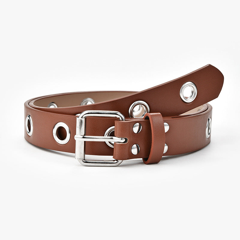 Women's Simple Hollow Decorative Air Hole Punk Belts