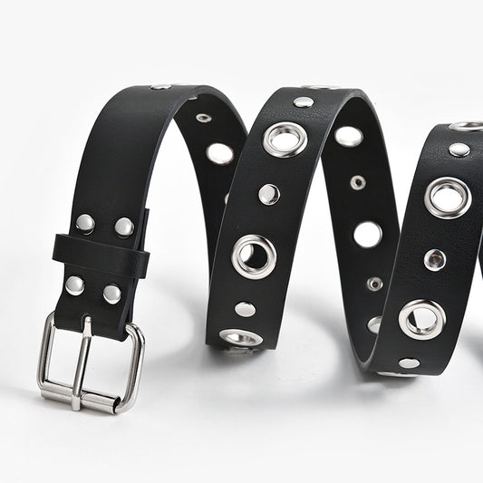 Women's Buckle Casual Decorative Hollow Air Hole Rivet Belts