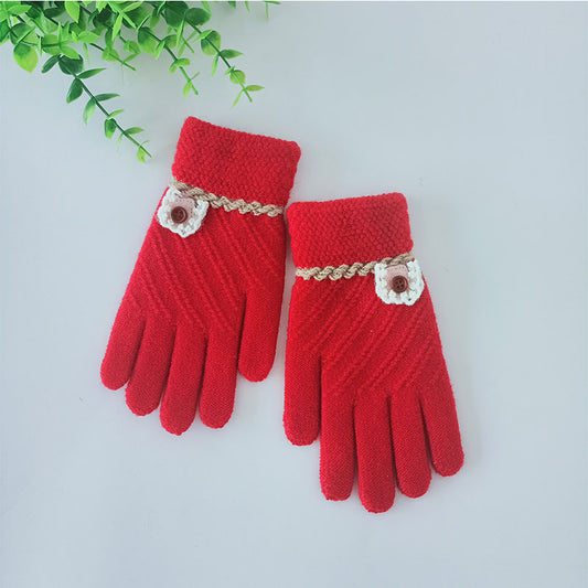 Women's & Children's Winter Jacquard Finger Outdoor Knitted Warm Gloves