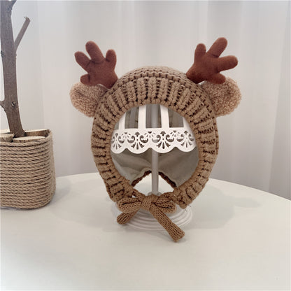 Women's & Men's Antlers Earmuffs Hat Pullover Warm Winter Kids' Headwear