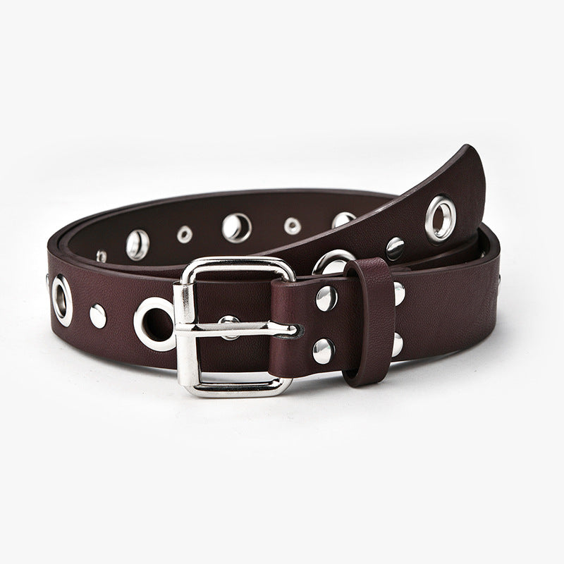 Women's Buckle Casual Decorative Hollow Air Hole Rivet Belts