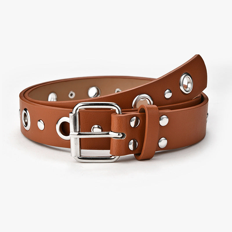 Women's Buckle Casual Decorative Hollow Air Hole Rivet Belts