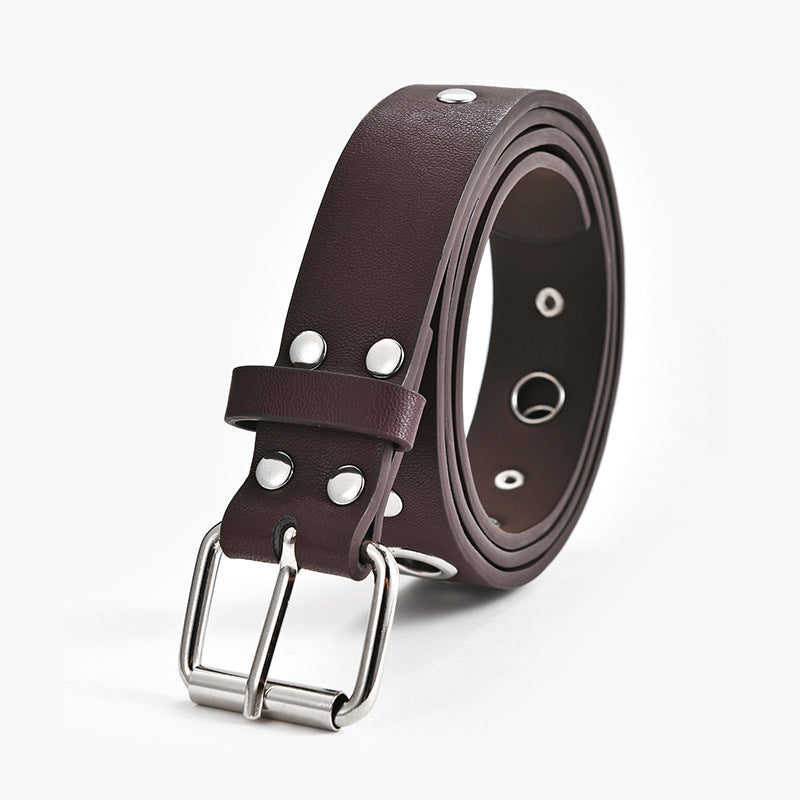 Women's Buckle Casual Decorative Hollow Air Hole Rivet Belts