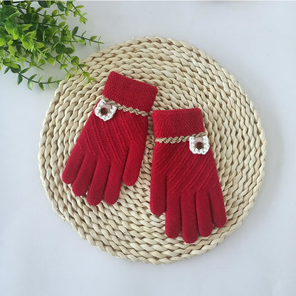 Women's & Children's Winter Jacquard Finger Outdoor Knitted Warm Gloves