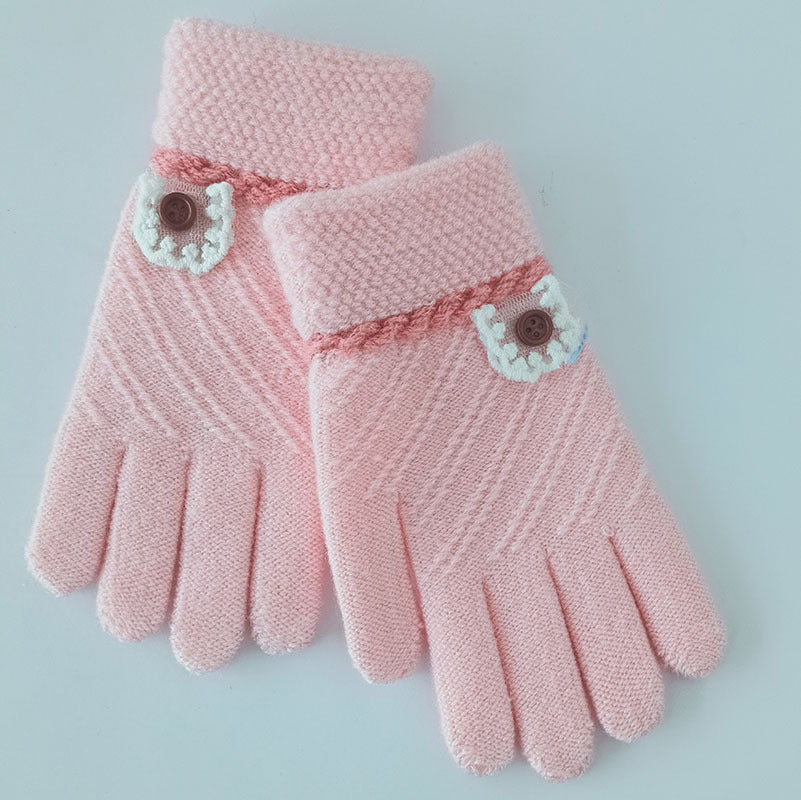 Women's & Children's Winter Jacquard Finger Outdoor Knitted Warm Gloves