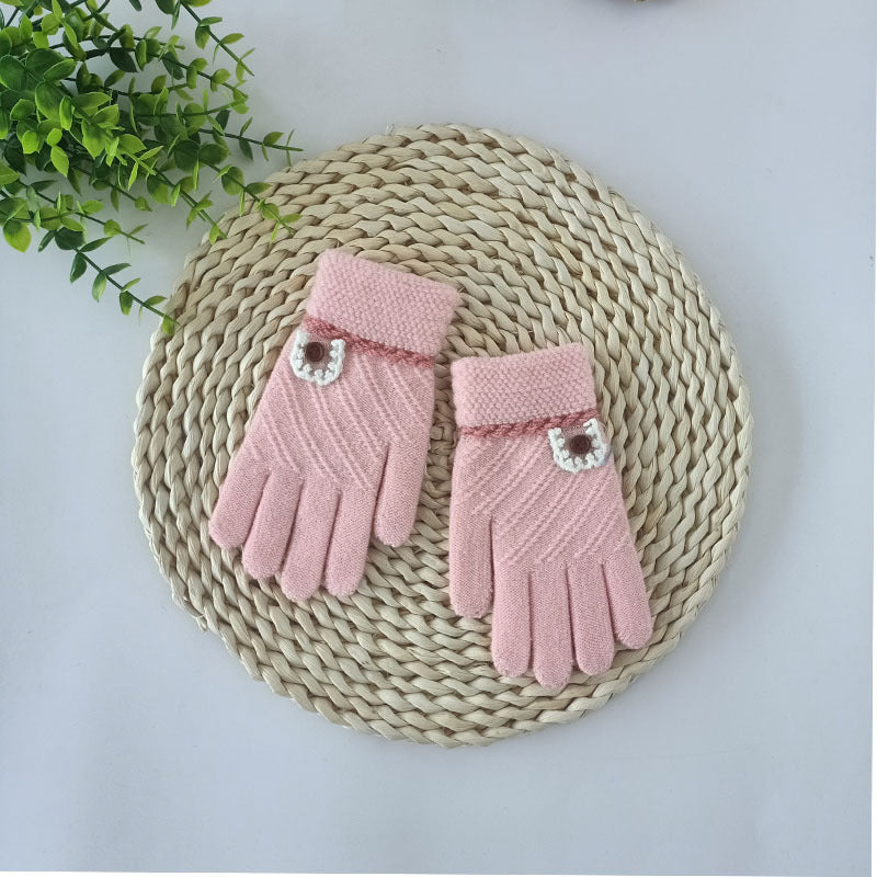 Women's & Children's Winter Jacquard Finger Outdoor Knitted Warm Gloves