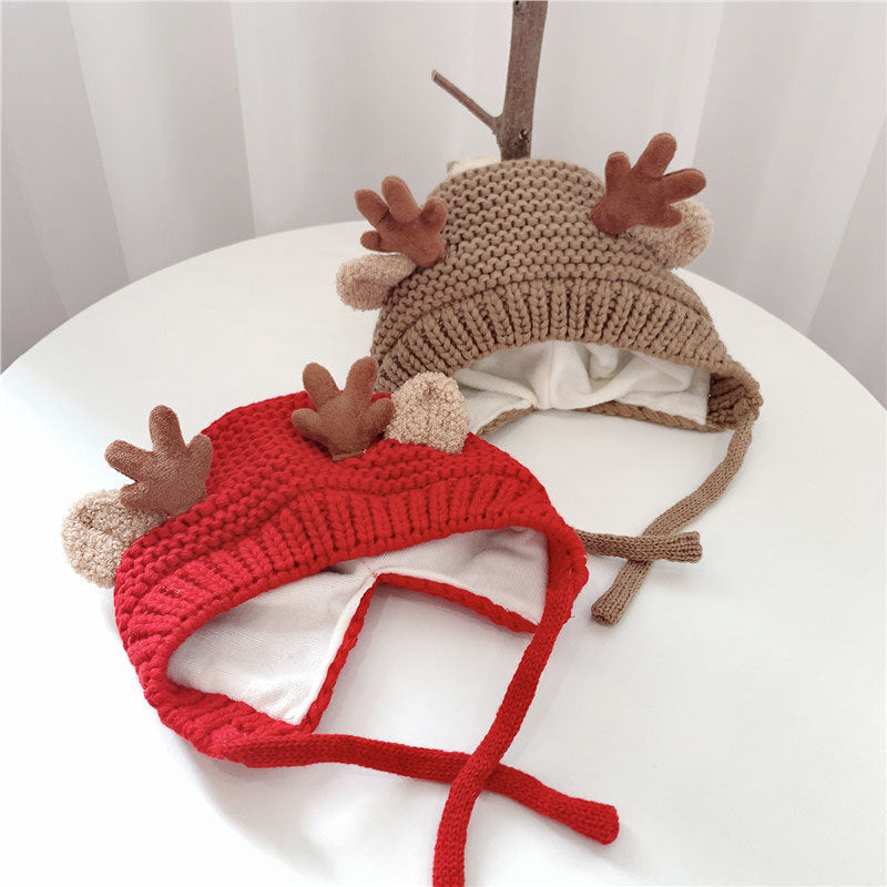 Women's & Men's Antlers Earmuffs Hat Pullover Warm Winter Kids' Headwear