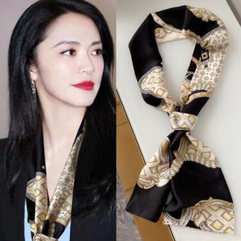 Women's Fashion Small Hair Band Shirt Matching Handy Scarfs