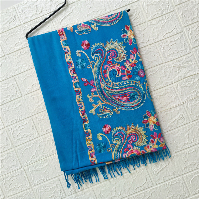 Women's Embroidered Ethnic Style Shawl Warm Tassel Scarfs