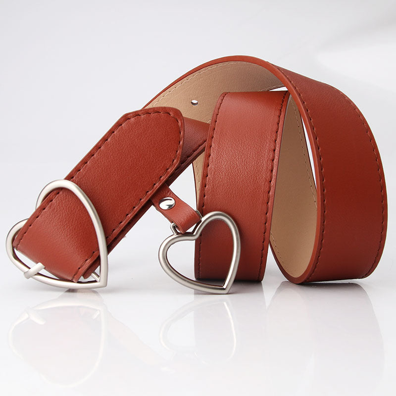 Women's Peach Heart Buckle Trendy Fashion Love Belts