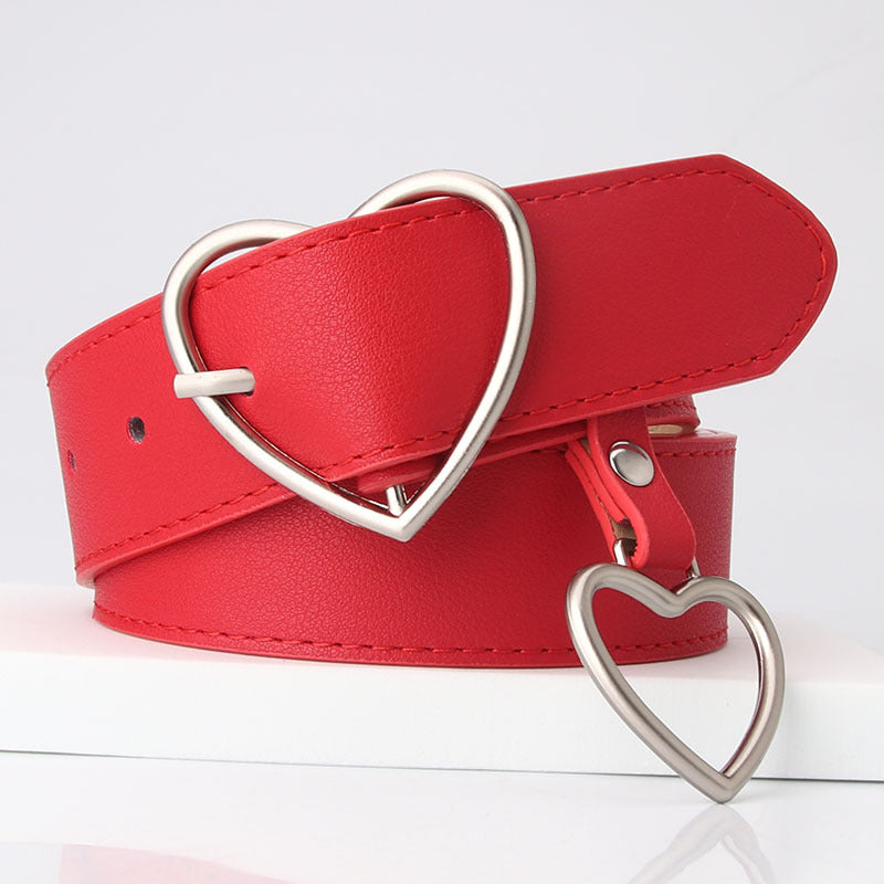 Women's Peach Heart Buckle Trendy Fashion Love Belts