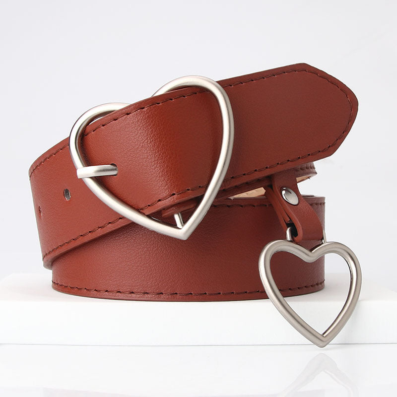 Women's Peach Heart Buckle Trendy Fashion Love Belts